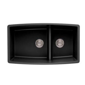 Blanco Performa Undermount Composite 33x19x10 0 Hole Double Bowl Kitchen Sink in Anthracite 441312