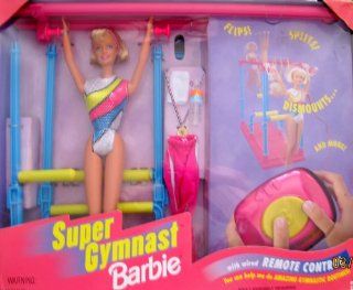 Barbie SUPER GYMNAST BARBIE DOLL with Wired REMOTE CONTROL w Amazing GYMNASTIC ROUTINES (1999): Toys & Games