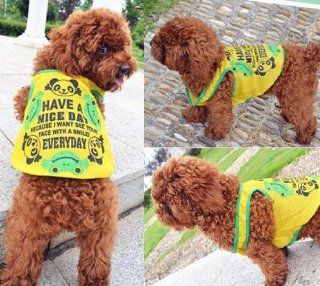 Cute Cartoon Dog Vest Dog Costume T shirt Yellow Size Small Waist 11 " 15" : Pet Costumes : Pet Supplies