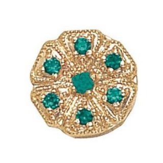 14 Karat Gold Emerald Slide GS476 E: Charms: Jewelry
