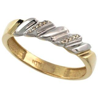 10k Gold Men's Diamond Wedding Ring Band, w/ 0.063 Carat Brilliant Cut Diamonds, 3/16 in. (5mm) wide, size 10.5: Jewelry