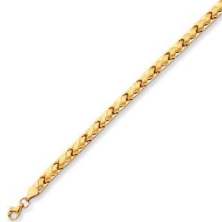 7.25" 14K Yellow Gold 5.15mm (1/5") Polished Textutred Basket Weaved Like Fancy Bracelet w/ Pear Shape Clasp: Link Bracelets: Jewelry