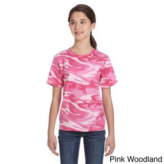 Code V Youth Camouflage Cotton T shirt Pink Size L (14 16)