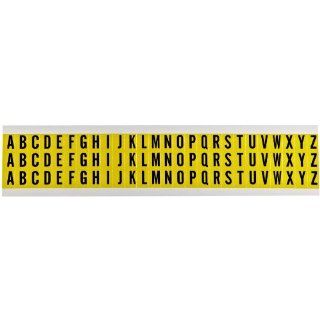 Brady 34151 1/2" Height, 11/32" Width, B 498 Repositionable Vinyl Cloth, Black On Yellow Color 78 Labels Per Card, 34 Series Indoor Letters Label Combination Pack, Letter Assortment A Thru Z (Pack Of 25 Cards) Industrial Warning Signs Industria