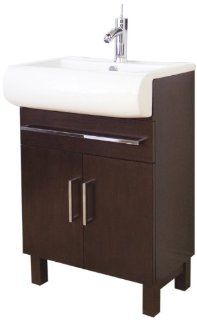 American Imaginations 498 American Birch Wood Vanity with Soft Close Doors and White Ceramic Top for Single Hole Faucet Installation, 24 Inch W x 35 Inch H   Shelving Hardware  