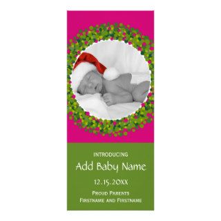 Modern Christmas Wreath Photo Frame PINK Custom Invites