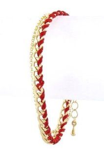 Red Wrapped Chain Link Bracelet: Jewelry