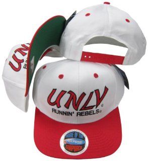 UNLV Runnin Rebels White/Red Script Two Tone Plastic Snapback Adjustable Plastic Snap Back Hat / Cap : Sports Fan Baseball Caps : Sports & Outdoors