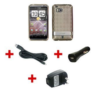 SMOKE Argyle / Checkered TPU Cover Case For HTC THUNDERBOLT + Micro USB Data Cable + USB Car Charger + USB Wall Charger: Cell Phones & Accessories