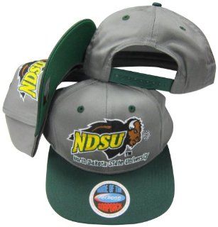 North Dakota State Bison Grey/Green Two Tone Plastic Snapback Adjustable Plastic Snap Back Hat / Cap : Sports Fan Baseball Caps : Sports & Outdoors