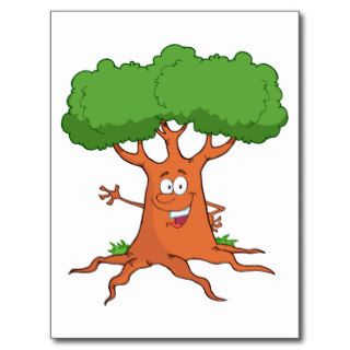happy cartoon tree post card