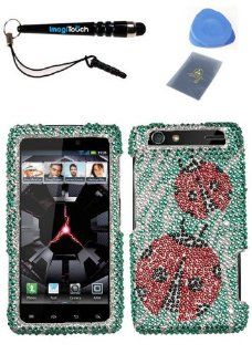 IMAGITOUCH(TM) 4 Item Combo MOTOROLA XT912 (Droid Razr) Ladybugs Full Diamond Bling Phone Hard Case Protector Faceplate Cover (Stylus pen, ESD Shield bag, Pry Tool, Phone Cover): Cell Phones & Accessories