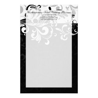 Contemporary Black and White Swirl Stationery