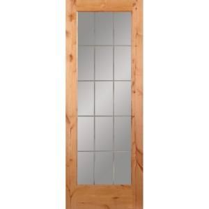 Feather River Doors 15 Lite Illusions Woodgrain 1 Lite Unfinished Knotty Alder Interior Door Slab KN15013068G605