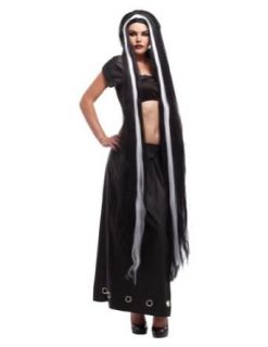 Black 60 Inch White Stripe Halloween Costume   1 size: Costume Wigs: Clothing