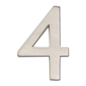 Architectural Mailboxes 4 in. Cast Brass Satin Nickel Floating House Number 4 3582SN 4