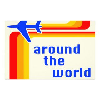 around the world  retro stripes full color flyer