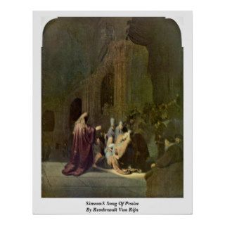 Simeon�S Song Of Praise By Rembrandt Van Rijn Posters