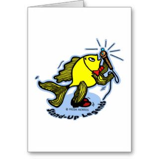 Stand Up Fish funny comic cartoon Greeting Cards