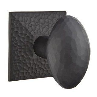 Emtek 520HEUS19 Flat Black Hammered Hammered Egg Privacy Knobset from the Arts and Crafts Collection   Doorknobs  