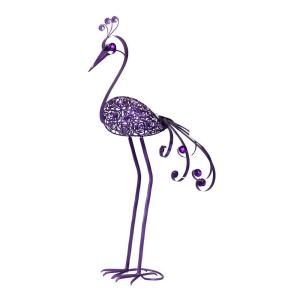 Exhart Giant 61 in. Purple Filigree Bird Statue with Filigree Flower Pattern Body 53277