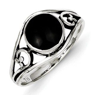 Sterling Silver Antiqued Black Onyx Ring: Jewelry