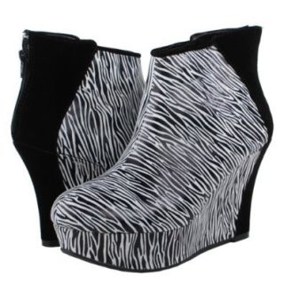 Manual02 Wedge Heel Ankle Boots ZEBRA Shoes