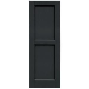 Winworks Wood Composite 15 in. x 43 in. Contemporary Flat Panel Shutters Pair #632 Black 61543632