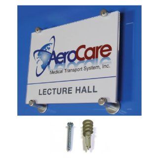 11" x 8 1/2" Acrylic Wall Sign Holder (Frame) w/ High Quality Solid Brass Hardware with Satin Chrome Finish: Fastening Standoffs: Industrial & Scientific