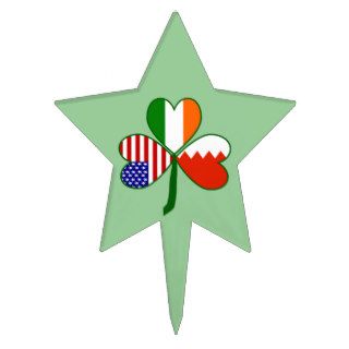 Bahrain Shamrock Green Background Cake Toppers