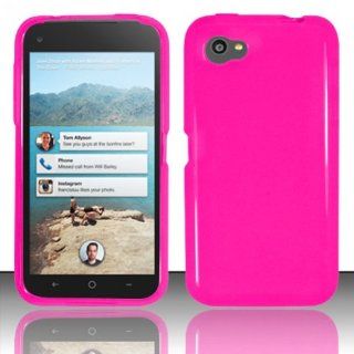 HOT PINK TRANSPARENT TPU Gel Rubber Skin Cover Case for HTC First (Facebook) In Twisted Tech Packaging 