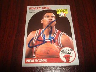 Stacey King 1990 91 NBA Hoops #66 Bulls Oklahoma Signed Authentic Autograph M7: Sports Collectibles