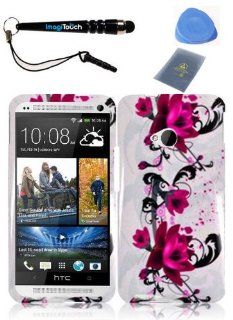IMAGITOUCH(TM) 4 Item Combo For HTC One M7(AT & T, T Mobile, Sprint) Snap On Hard Shell Case Cover Phone Protector Faceplate   Purple Lily (Stylus Pen, ESD Shield Bag, Pry Tool, Phone Cover): Cell Phones & Accessories
