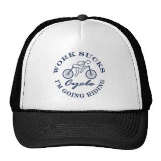 Funny Blue Cyclist Cycling Work Sucks Im Going Rid Mesh Hats