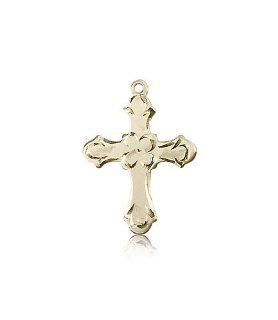14kt Solid Gold Pendant Highest Quality Cross Medal 7/8 x 5/8 Inches  6036  Comes with a Black velvet Box: Pendant Necklaces: Jewelry