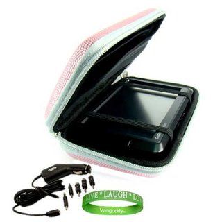 Garmin GPS Navigator n?vi 205W 4.3 Inch Widescreen NYLON PINK accessory, protective hard shell portable carrying case with carabiner clip and hand strap for Garmin GPS Navigator n?vi 205W 4.3 Inch Widescreen+4.3" Widescreen Screen Protector+ Universal