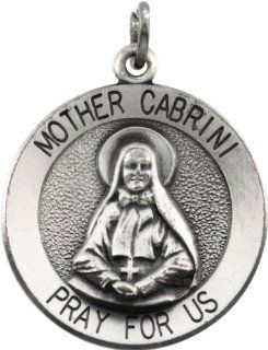 Mother Frances Cabrini Sterling Silver Round Medal Necklace With Chain 18.25 MM: Jewelry