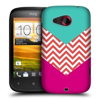 Head Case Designs Turquoise and Hot Pink Colour Block Chevron Hard Back Case Cover for HTC Desire C: Cell Phones & Accessories