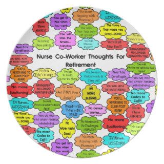 Funny Retired Nurse Gifts Co Worker Thoughts Dinner Plates