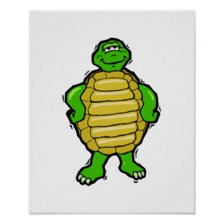 happy cartoon turtle poster