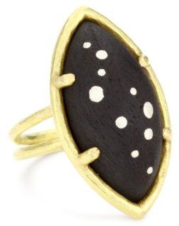 Julieli "Eco" Black Ebony with 18k Gold and Pure Sterling Silver Inlaid Ring: Jewelry