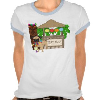 Hawaiian Pug at Tiki Bar Customizable Tees, Gifts