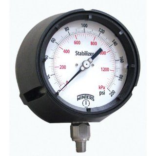 Winters PPC Series StabiliZR Phenolic Pressure Gauge with Safety Blowout Back, 30"Hg 0 100 psi, 4 1/2" Dial Display, +/ 0.5% Accuracy, 1/4" NPT Bottom Mount: Industrial Pressure Gauges: Industrial & Scientific
