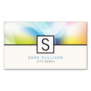 Abstract Colors Monogram Life Coach Business Card