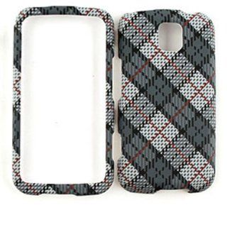 ACCESSORY MATTE COVER HARD CASE FOR LG OPTIMUS M / OPTIMUS C MS 690 GRAY WHITE PLAID: Cell Phones & Accessories