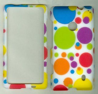 NOKIA LUMIA 521 520 T MOBILE AT&T METRO PCS PHONE CASE COVER FACEPLATE PROTECTOR HARD RUBBERIZED SNAP ON NEW CAMO WHITE MULTI BIG DOT: Cell Phones & Accessories