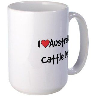 CafePress I heart Australian Cattle Dog Large Mug Large Mug   Standard: Kitchen & Dining
