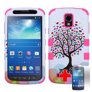 Samsung Galaxy S4 ACTIVE i537 i9295   2 Piece Silicon Soft Skin Hard Plastic Shell Image Case Cover, Rainbow heart + LCD Clear Screen Saver Protector: Cell Phones & Accessories
