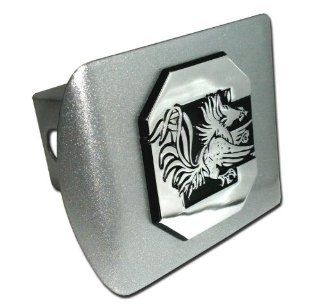 University of South Carolina "Brushed Silver with Chrome "Gamecock" Emblem" NCAA College Sports Metal Trailer Hitch Cover Fits 2 Inch Auto Car Truck Receiver: Automotive