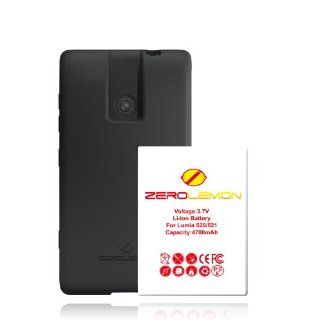 [180 Day Warranty] Zerolemon Nokia Lumia 520 / 525 4700mah Extended Battery + Black Extended TPU Protection Case: Cell Phones & Accessories
